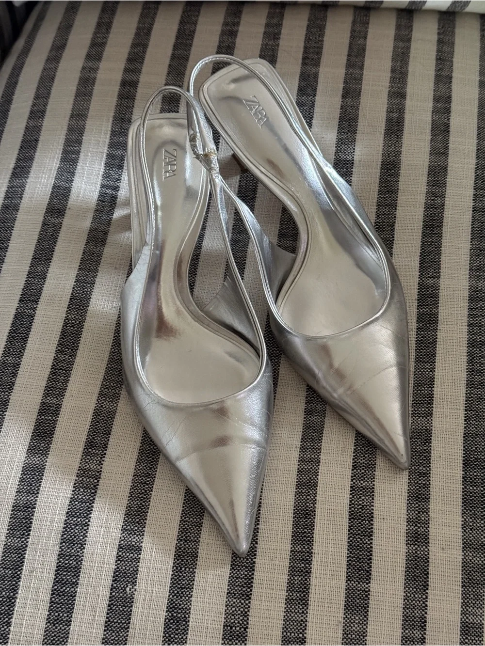 Silver Zara Kitten Heels